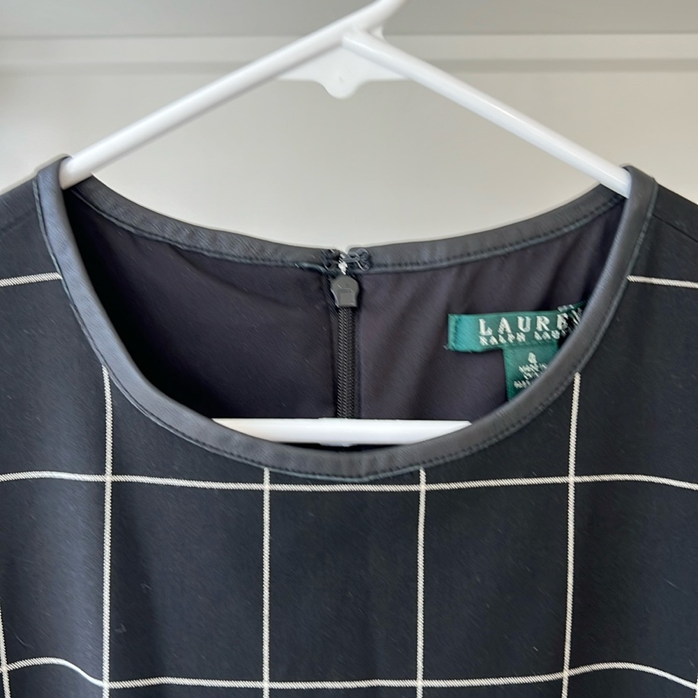 NWOT Ralph Lauren Sleeveless Sheath Windowpane Plaid Lined Black White Size 4 - Picture 3 of 6